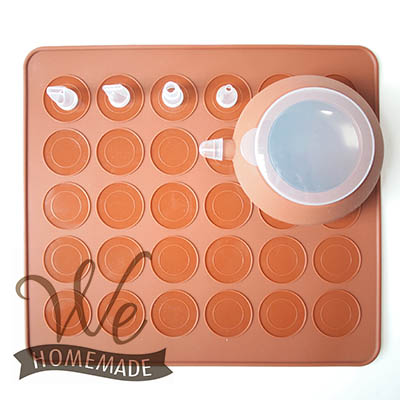 ML07 Silicon Macaron set แผ่น มาการอง ซิลิโคน 30 หลุม + ML03 ถุงบีบซิลิโคน พร้อม หัวบีบ 4 แบบ