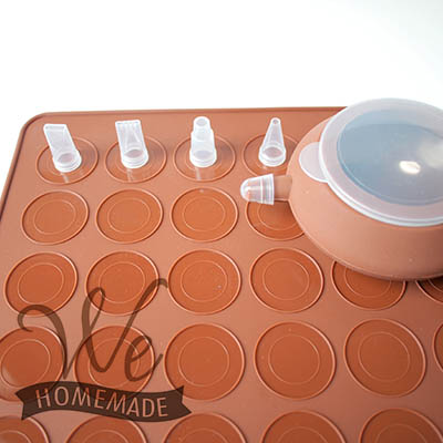 ML07 Silicon Macaron set แผ่น มาการอง ซิลิโคน 30 หลุม + ML03 ถุงบีบซิลิโคน พร้อม หัวบีบ 4 แบบ